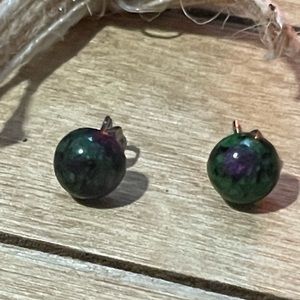 Ruby in Zoisite Stud Earrings